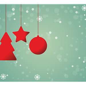 Christmas Background with Hanging Star Ball and Tree