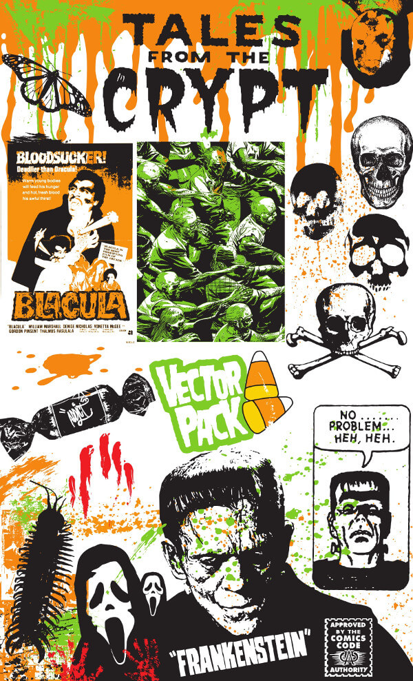 Set of Horror Designs for Poster, Flyer or T-shirt