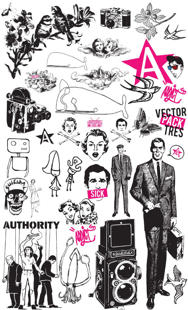 Set 3 of Vintage Grunge Elements for T-Shirt Designs
