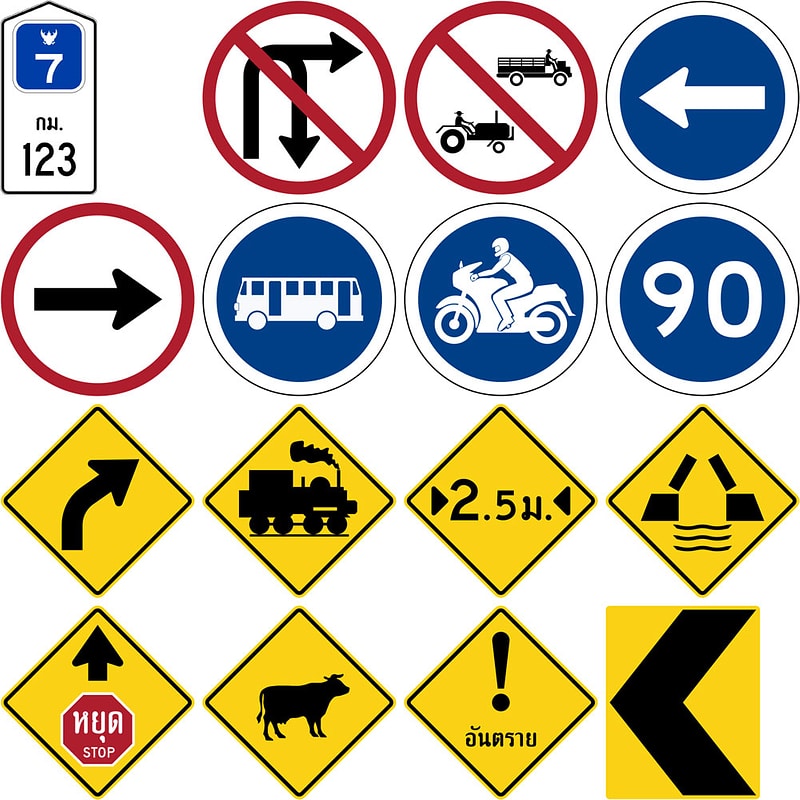 164 Road Signs of Thailand