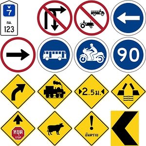 164 Road Signs of Thailand