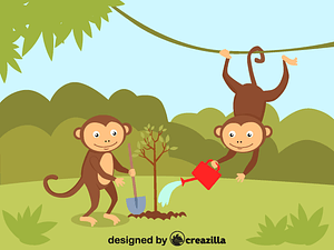 Monkeys planting a tree