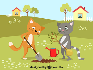Cats planting a tree