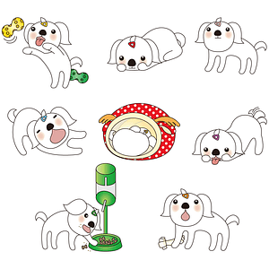 Set of Puppy Characters