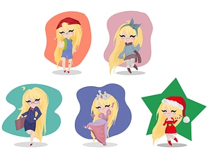 Set of Girl Characters