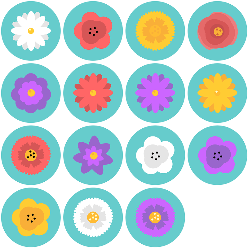Set of Blossom Flowers Icons