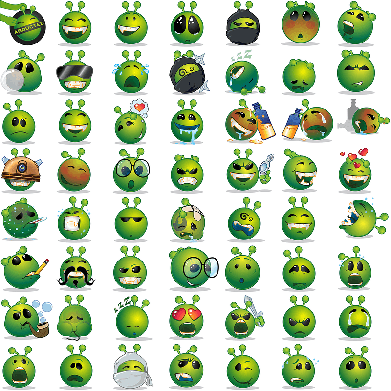 Green Alien Smilies Icons