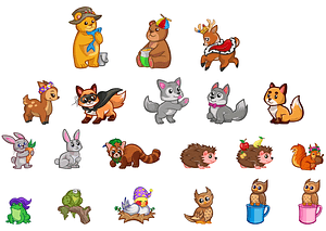 Set of Cute Forest Animals