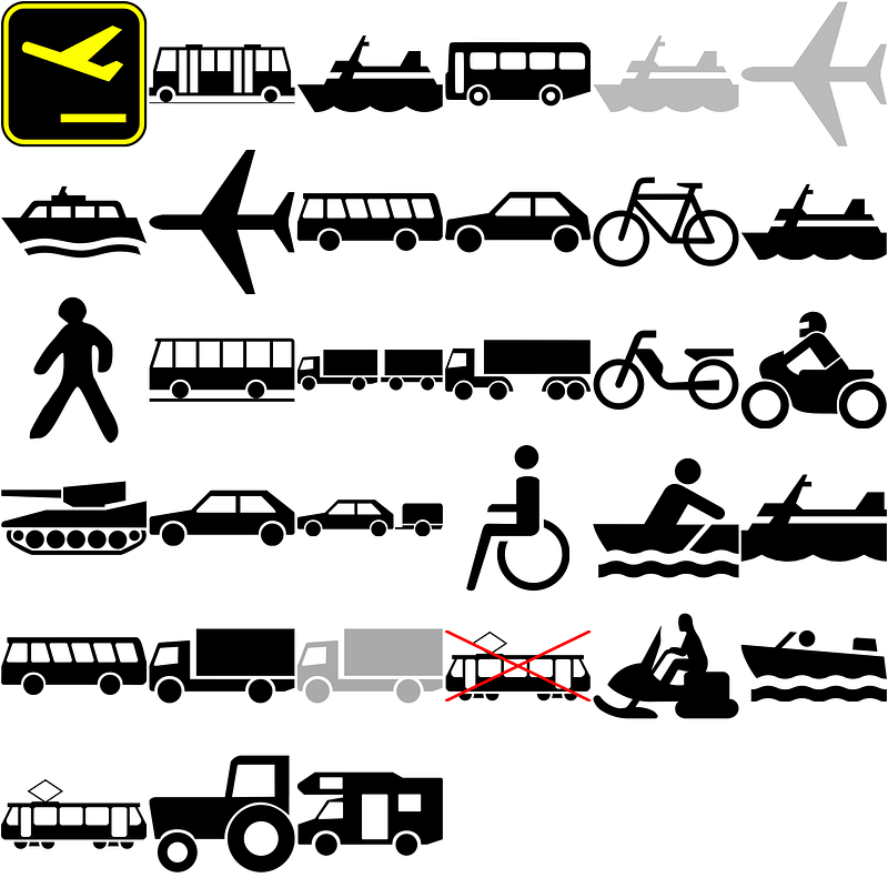 Ensemble d'icônes de transport