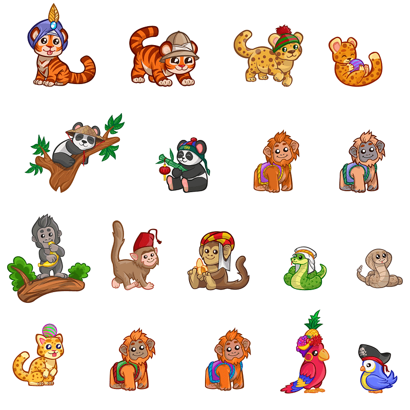 Set of Cute Jungle Animals