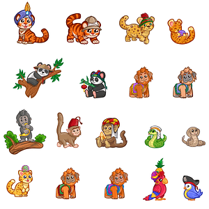 Set of Cute Jungle Animals