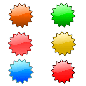 Set of Orange, Red, Green and Yellow Labels