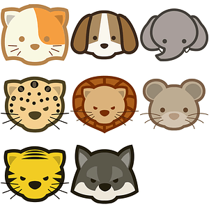 Set of Mascots with Animals