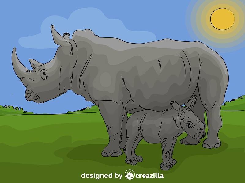 Rhino Baby with Mother