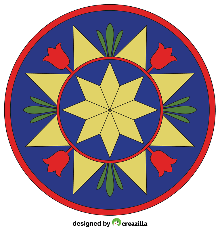 Pennsylvania Hex Sign with Compass Rose