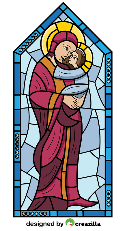 Mother Mary with Jesus Stained Glass