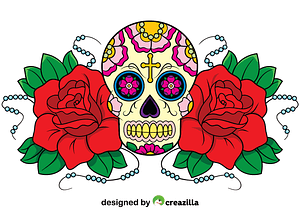 Sugar Skull with roses