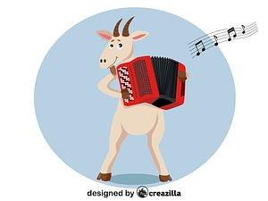 Goat playing accordion