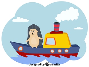 Hedgehog and ship