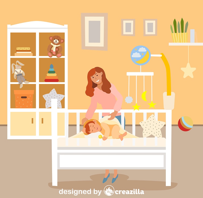 Mother and her baby sleeping