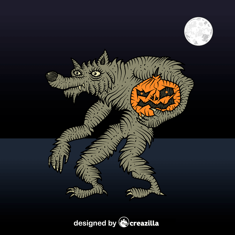 Werewolf with pumpkin 