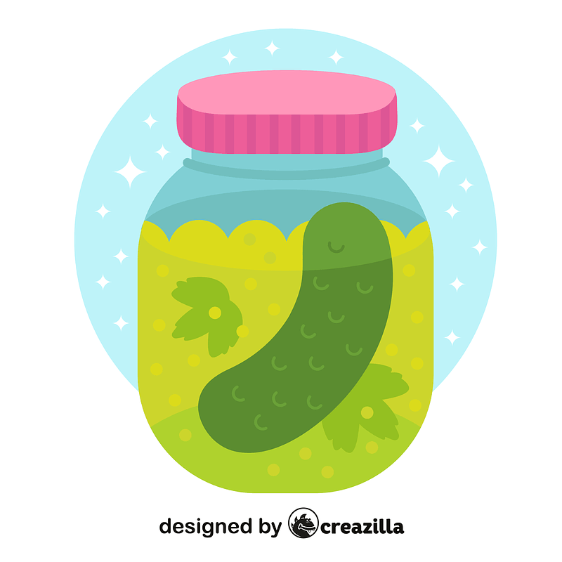 Pickled cucumber in glass jar