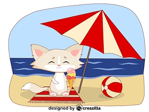 Animals on the beach - kitty