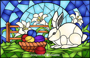 Easter Scene Stained Glass Style Illustration