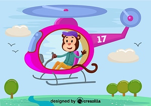 Monkey with helicopter