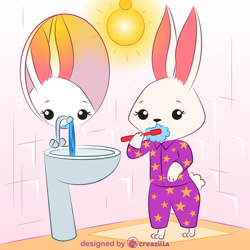 Bunny brushing teeth