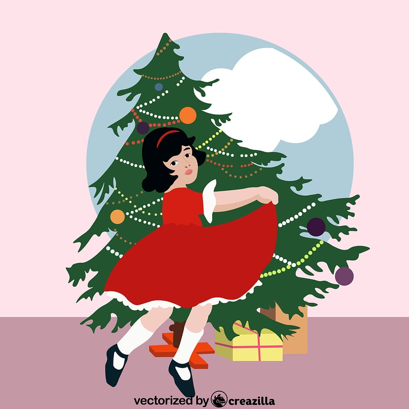 Girl and Christmas tree