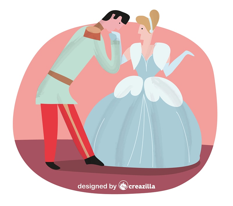 Prince kissing Cinderella