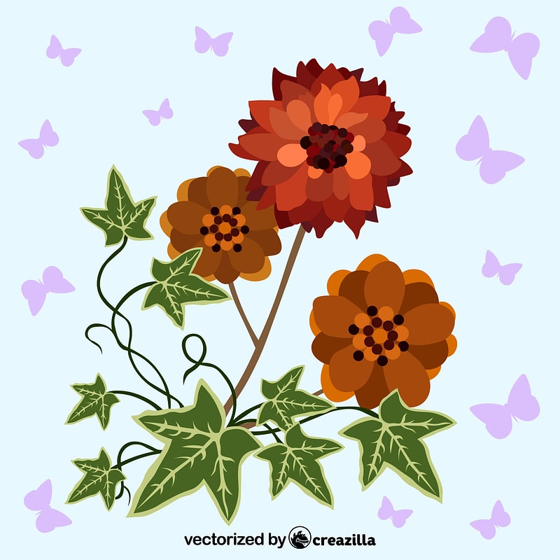 Red flower and Ivy