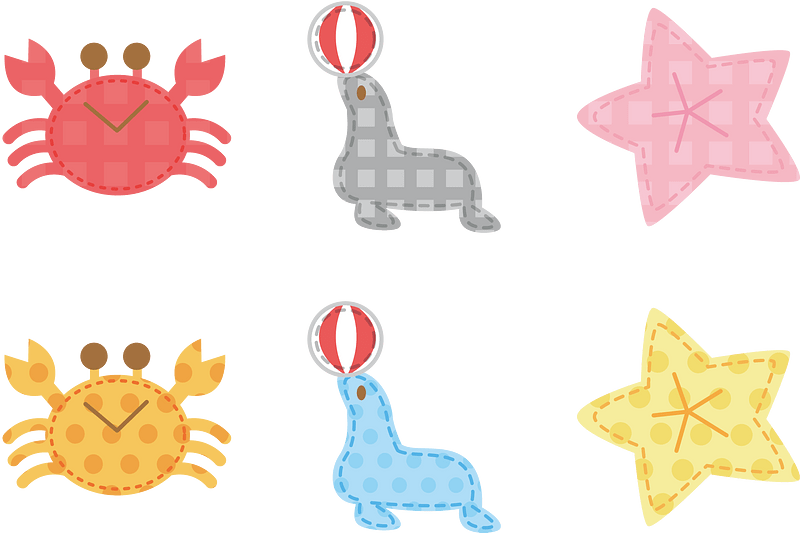 Applique Crab Sea Lion Starfish