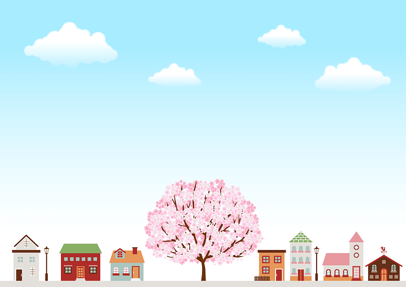Cityscape Cherry Blossom Tree