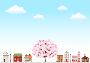 Cityscape Cherry Blossom Tree