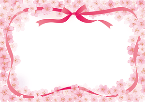 Cherry Blossoms Ribbon Frame