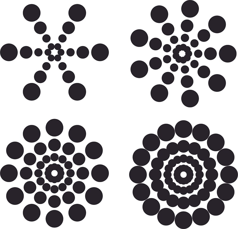 Black dots bursting shapes
