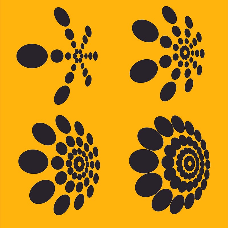 Black dots bursting shapes