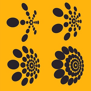 Black dots bursting shapes