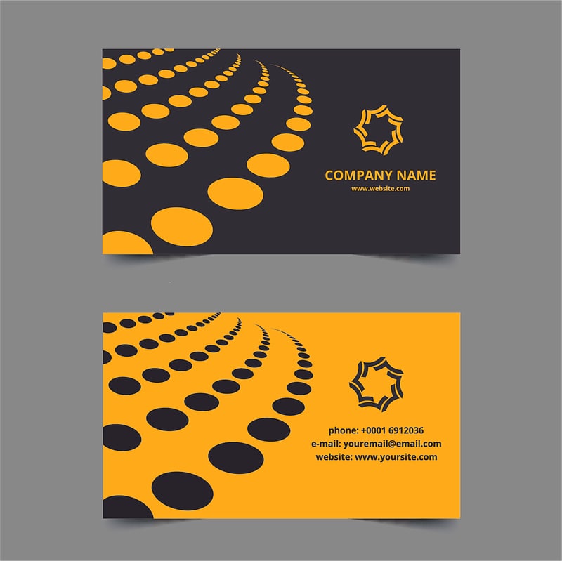 Business cards template black yellow dots
