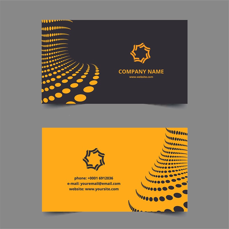 Business cards template black yellow dots