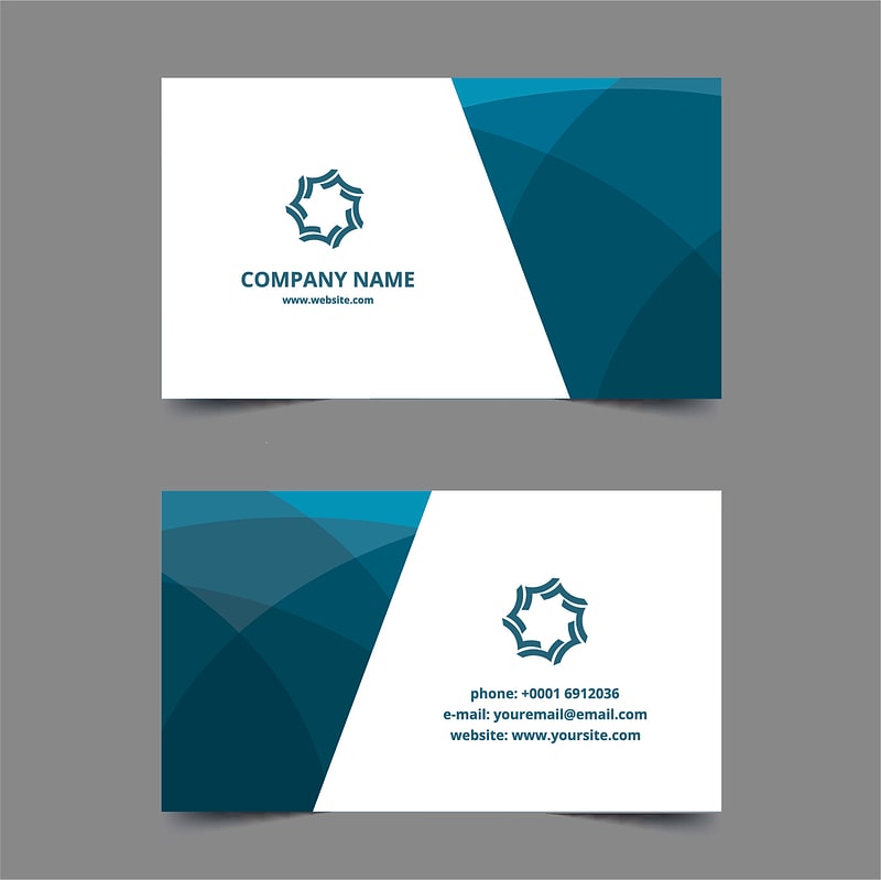 Business cards template poly blue