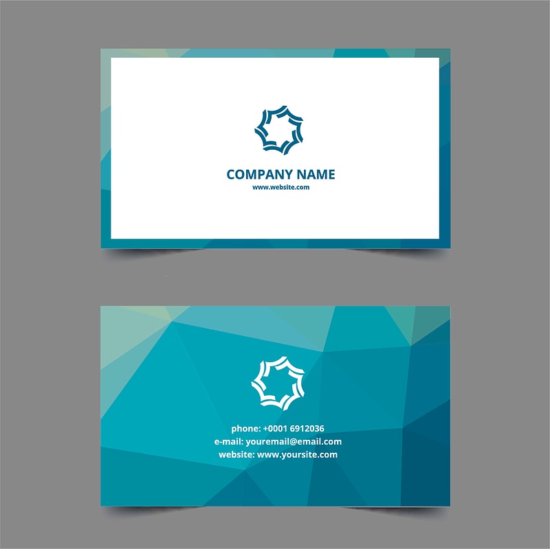 Business cards template poly blue