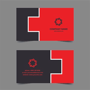 Business cards template red black