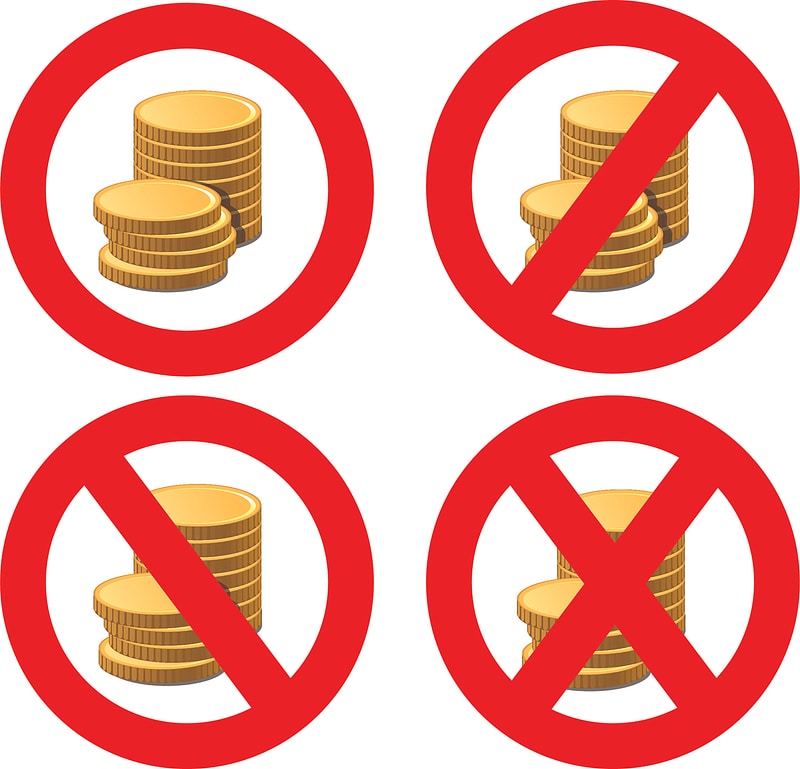 No coins accepted sign