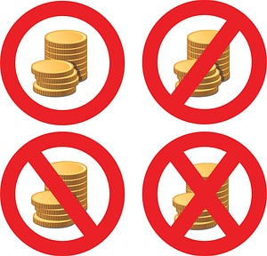 No coins accepted sign
