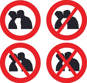 No kissing signs