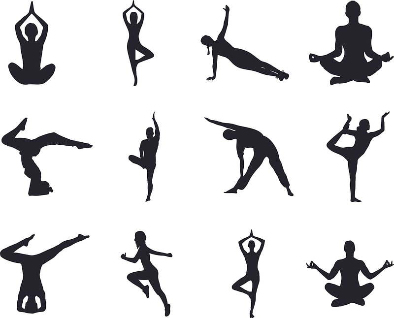 Yoga poses silhouettes