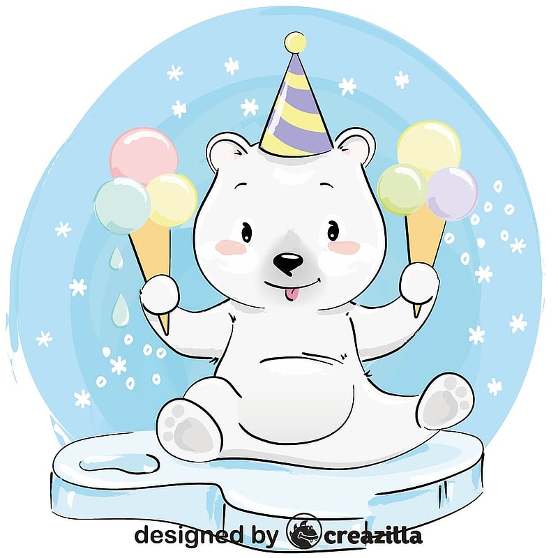 Cute polar bear with ice cream